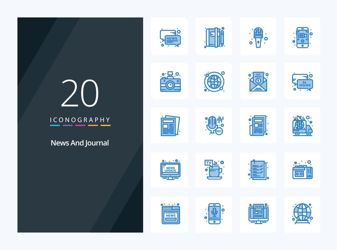 20 News Blue Color icon for presentation vector
