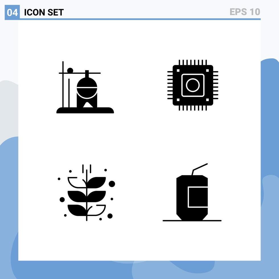 Pictogram Set of 4 Simple Solid Glyphs of healthcare farm transfusion microchip harvest Editable Vector Design Elements