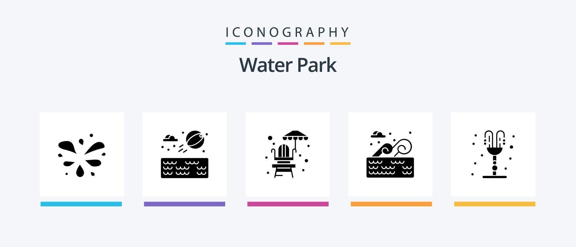 Water Park Glyph 5 Icon Pack Including . romance. park. park. holder. Creative Icons Design vector