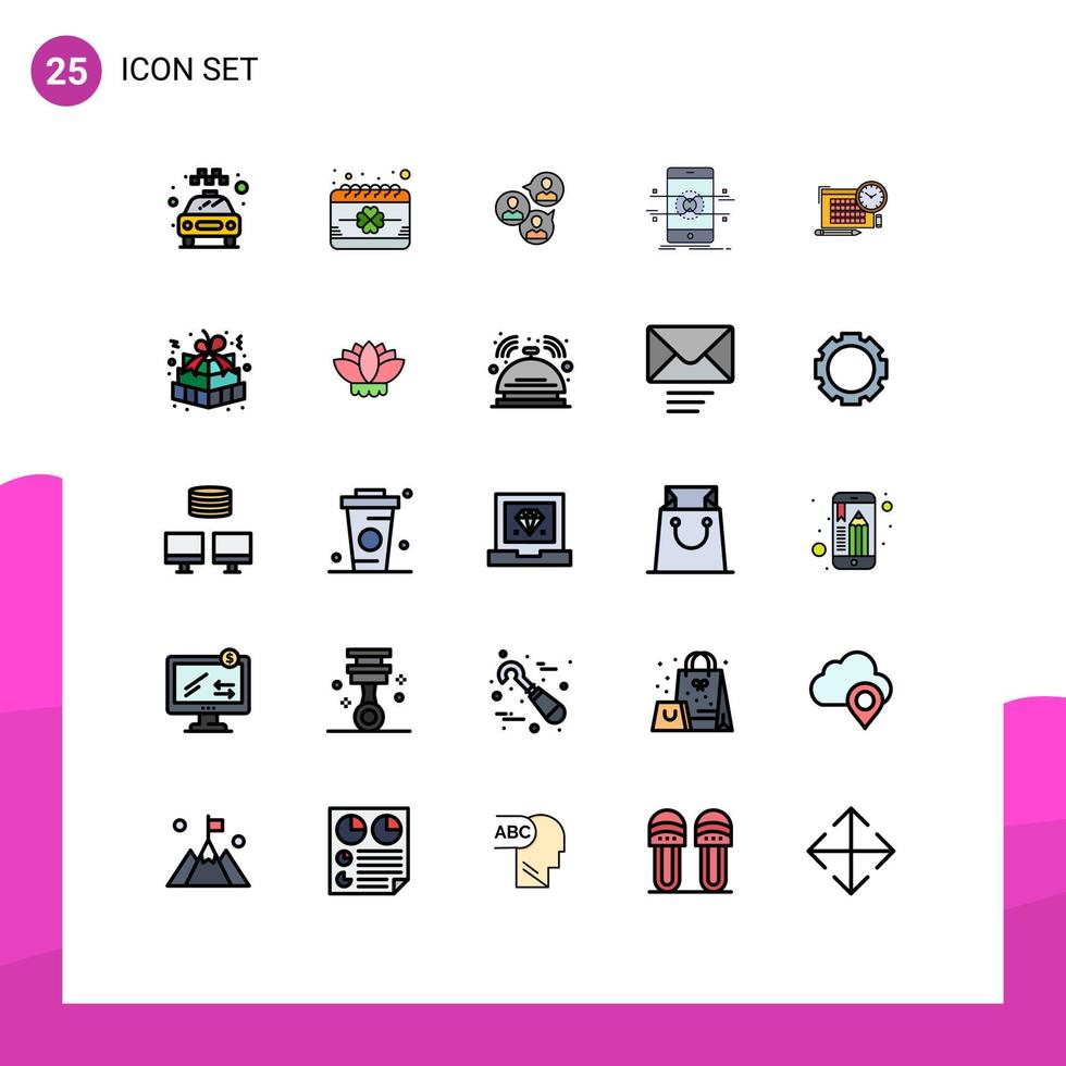 conjunto de pictogramas de 25 colores planos de línea llena simple de elementos de diseño vectorial editables del grupo saint api de la interfaz del teléfono vector