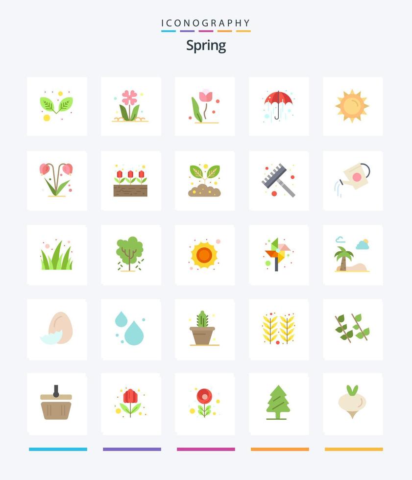 Creative Spring 25 Flat icon pack  Such As nature. flower. rain. spring. brightness vector