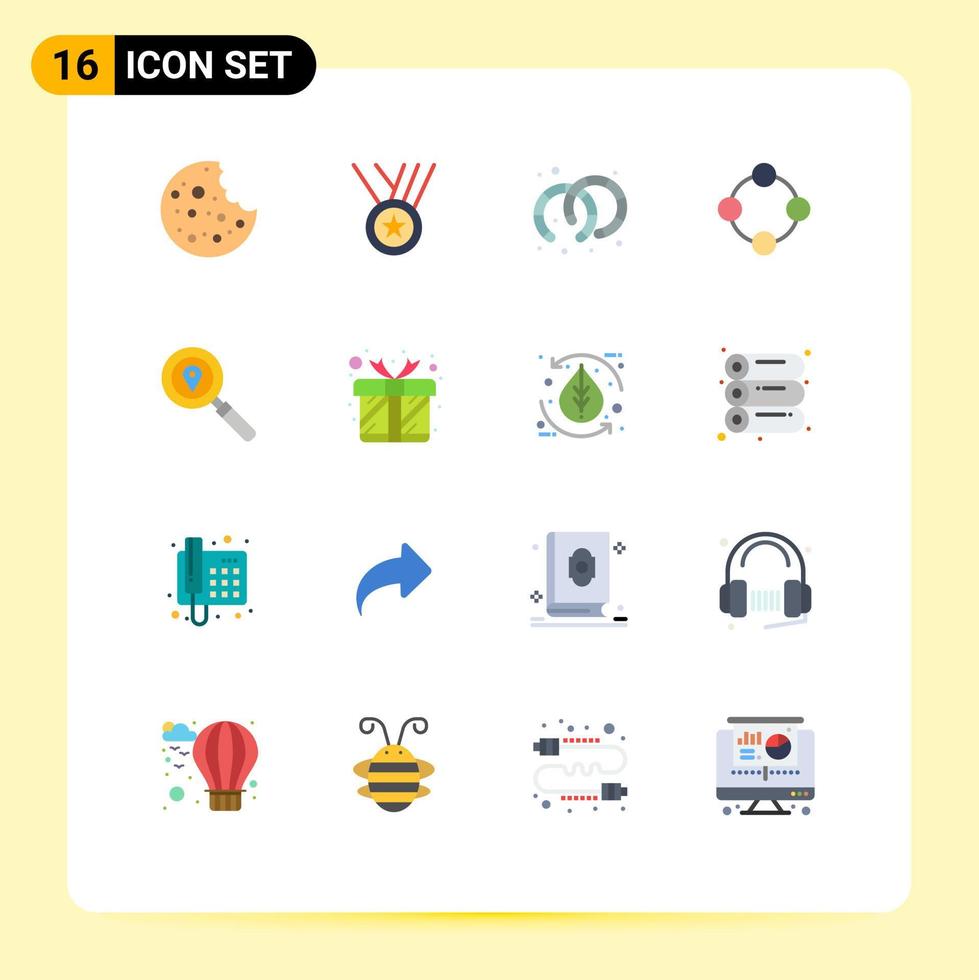 Universal Icon Symbols Group of 16 Modern Flat Colors of search map hoops toy infancy Editable Pack of Creative Vector Design Elements