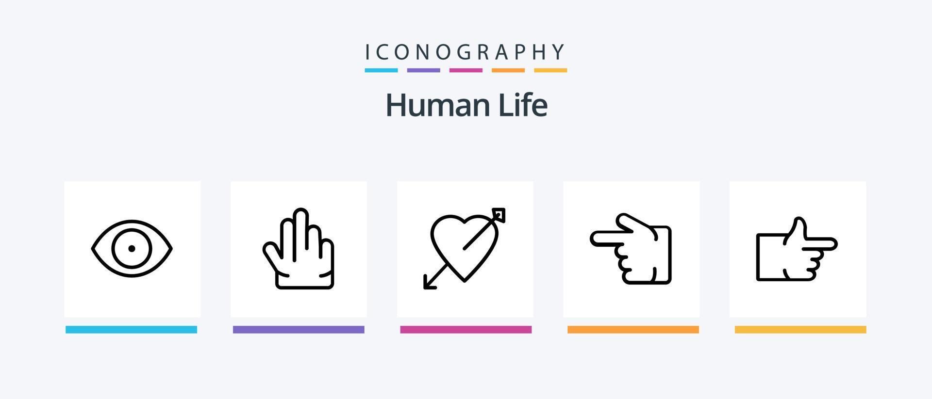 paquete de iconos de línea humana 5 que incluye . Pulgares hacia arriba. dedo índice. como. humano. diseño de iconos creativos vector