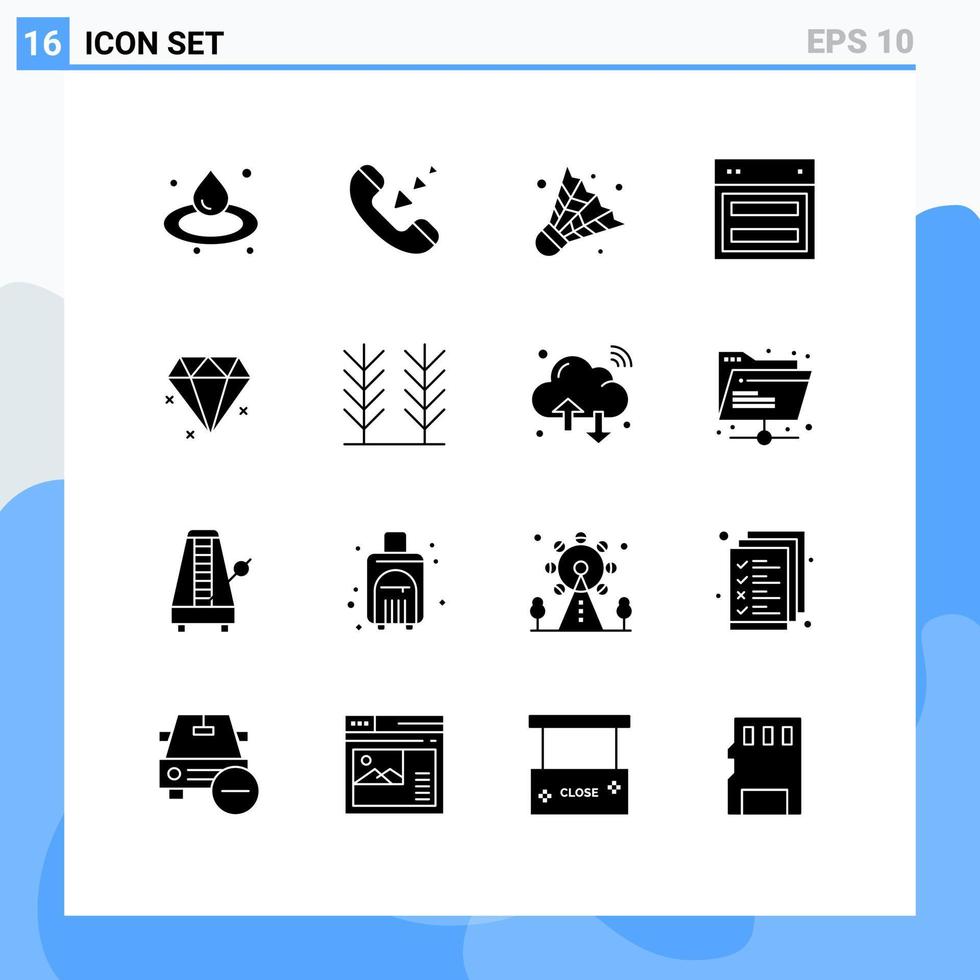 16 Thematic Vector Solid Glyphs and Editable Symbols of cereal diamond camping website site Editable Vector Design Elements