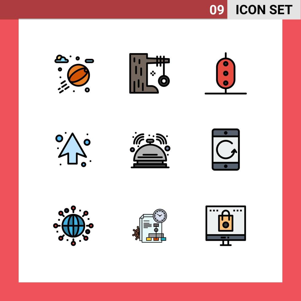 9 iconos creativos signos y símbolos modernos de mayordomo dirección alimentos flecha arriba elementos de diseño vectorial editables vector