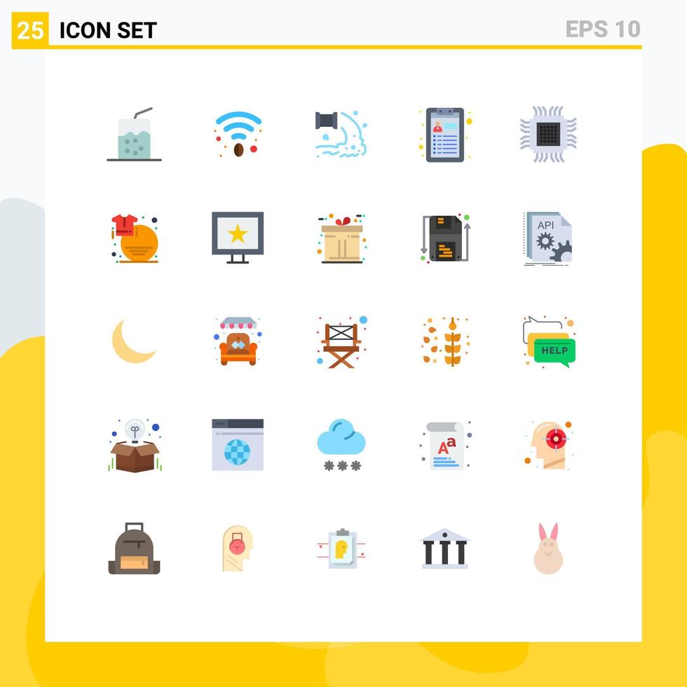 Set of 25 Vector Flat Colors on Grid for database cloud sewage big job Editable Vector Design Elements