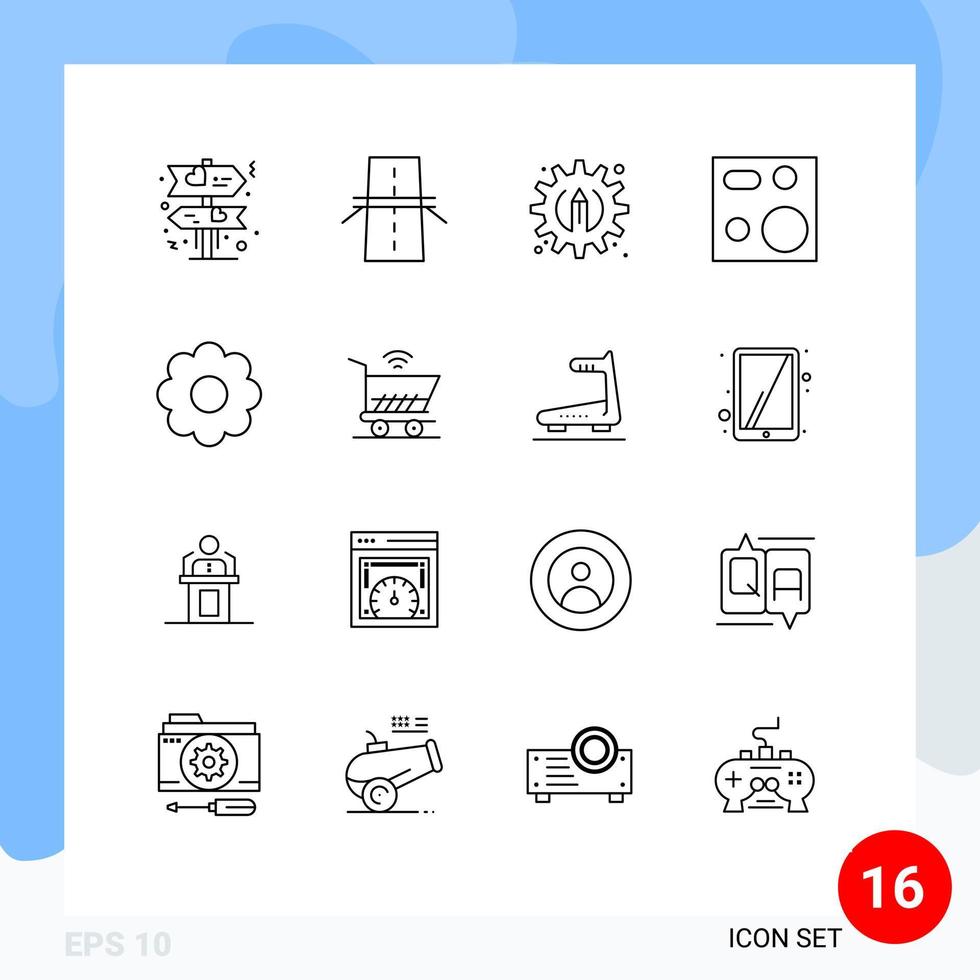 16 Thematic Vector Outlines and Editable Symbols of pot products creative plate devices Editable Vector Design Elements