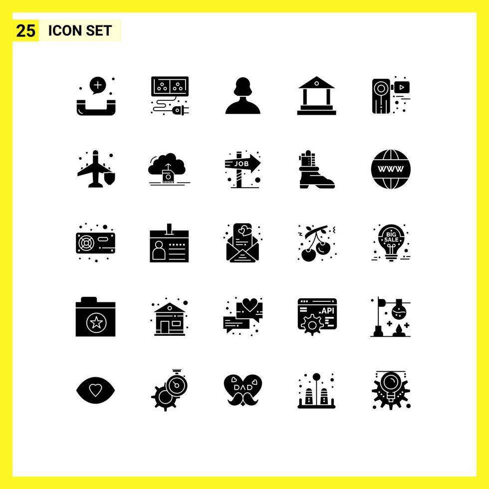 25 iconos creativos, signos y símbolos modernos de finanzas de películas, banca de energía, elementos de diseño de vectores editables por el usuario