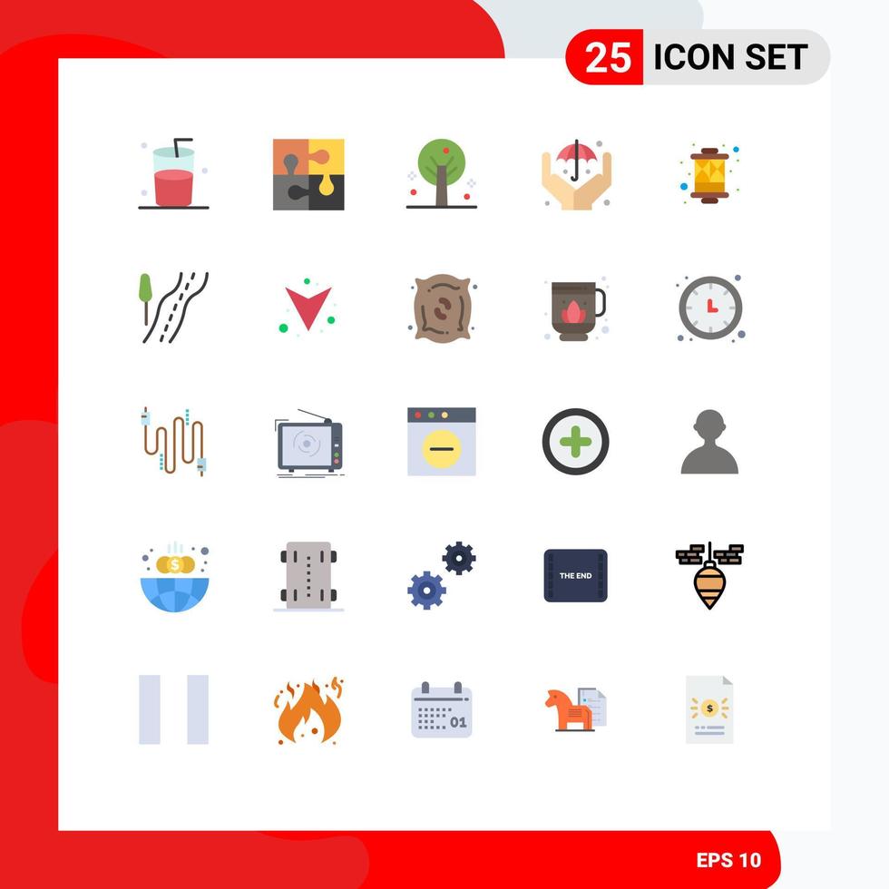 Universal Icon Symbols Group of 25 Modern Flat Colors of lantern culture nature arabian insurance Editable Vector Design Elements