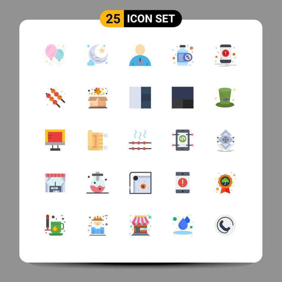 Flat Color Pack of 25 Universal Symbols of mobile number human notification medical Editable Vector Design Elements