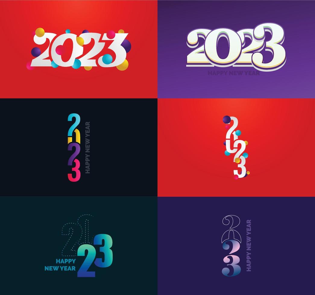 gran conjunto de 2023 feliz año nuevo diseño de texto de logotipo plantilla de diseño de número 2023 vector