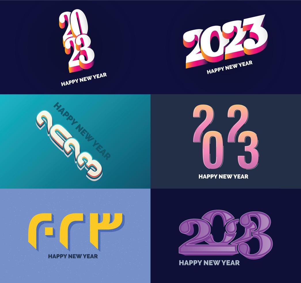 Big Collection of 2023 Happy New Year symbols Cover of business diary for 2023 with wishes vector