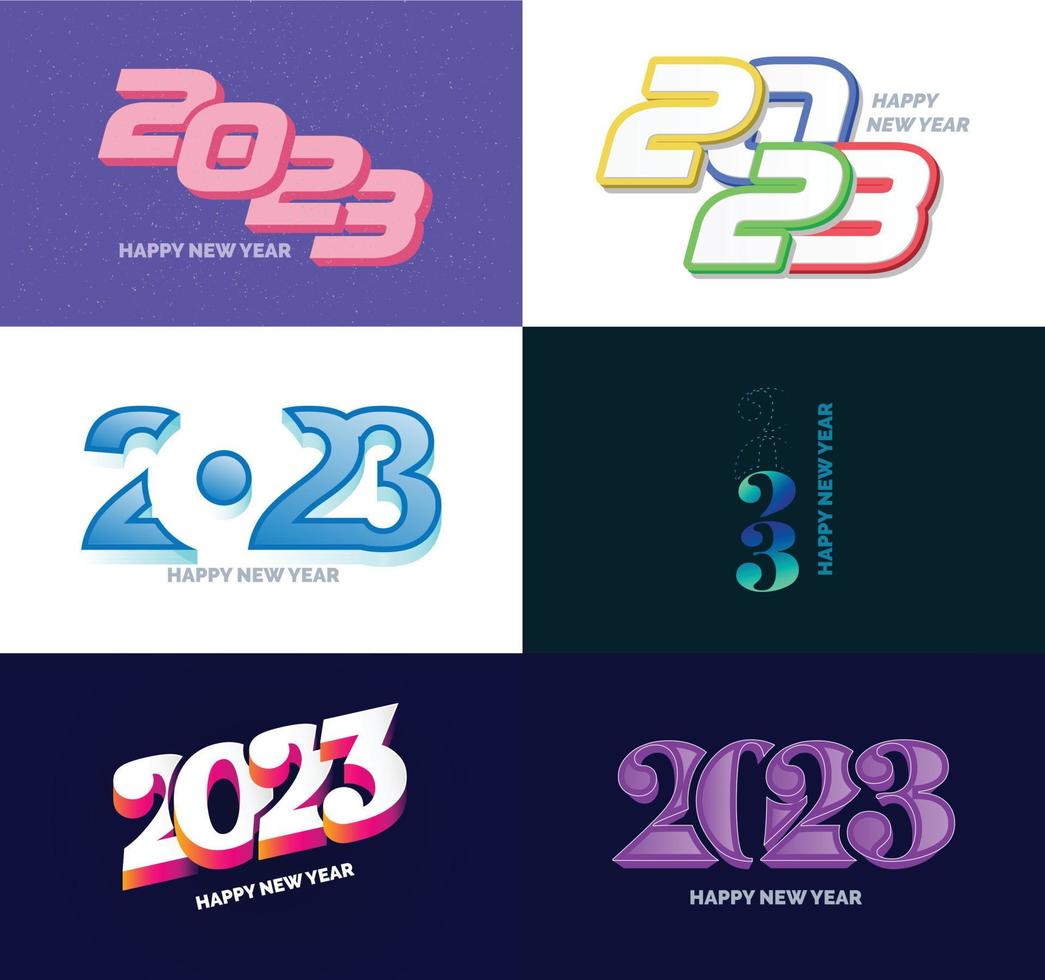 Big Collection of 2023 Happy New Year symbols Cover of business diary for 2023 with wishes vector