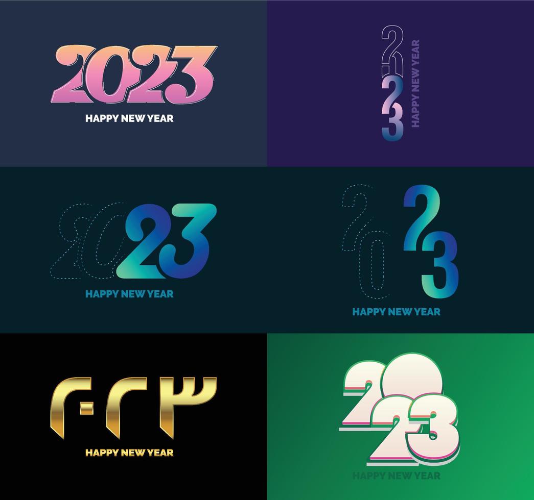 Big Collection of 2023 Happy New Year symbols Cover of business diary for 2023 with wishes vector