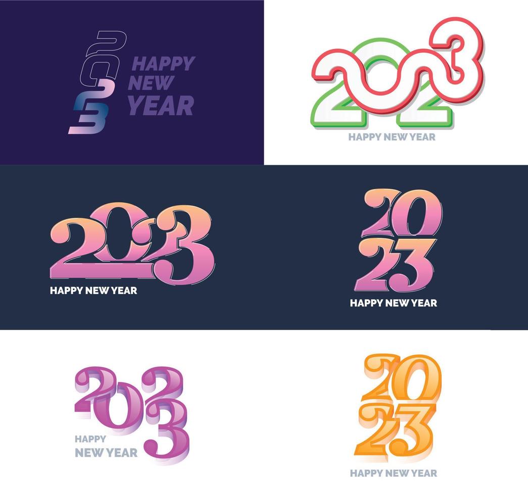 Big Collection of 2023 Happy New Year symbols Cover of business diary for 2023 with wishes vector