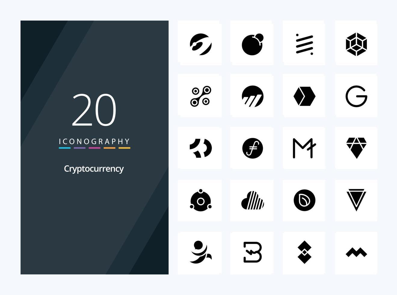 20 Cryptocurrency Solid Glyph icon for presentation vector