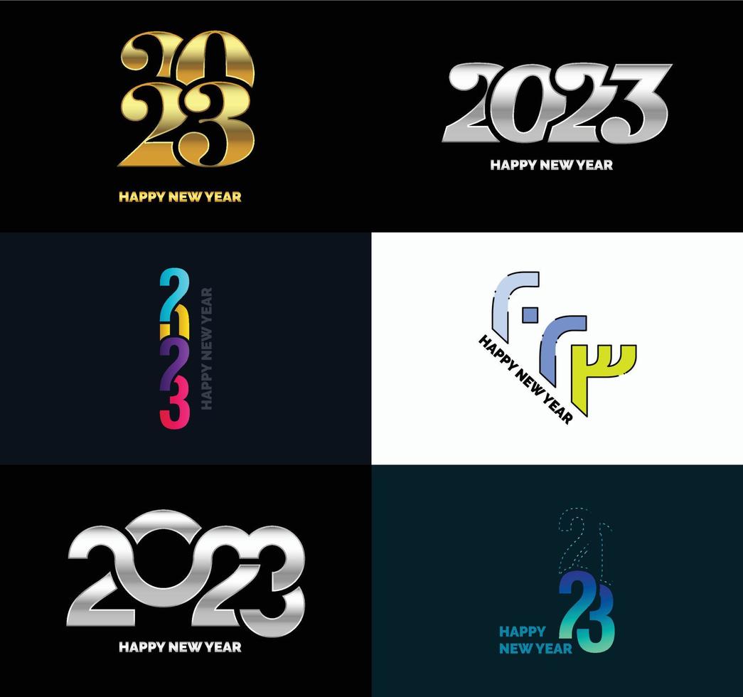 Big Collection of 2023 Happy New Year symbols Cover of business diary for 2023 with wishes vector