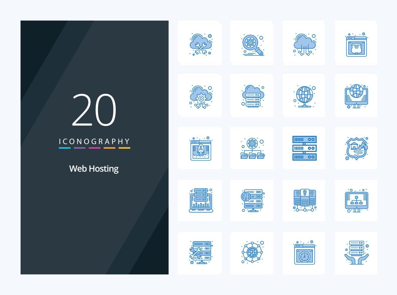 20 Web Hosting Blue Color icon for presentation vector