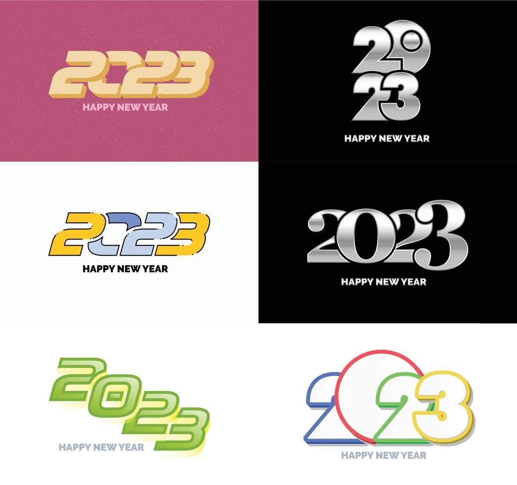 Big Set of 2023 Happy New Year logo text design 2023 number design template vector