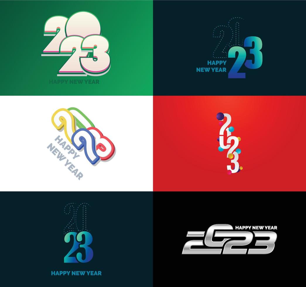 Big Set of 2023 Happy New Year logo text design 2023 number design template vector