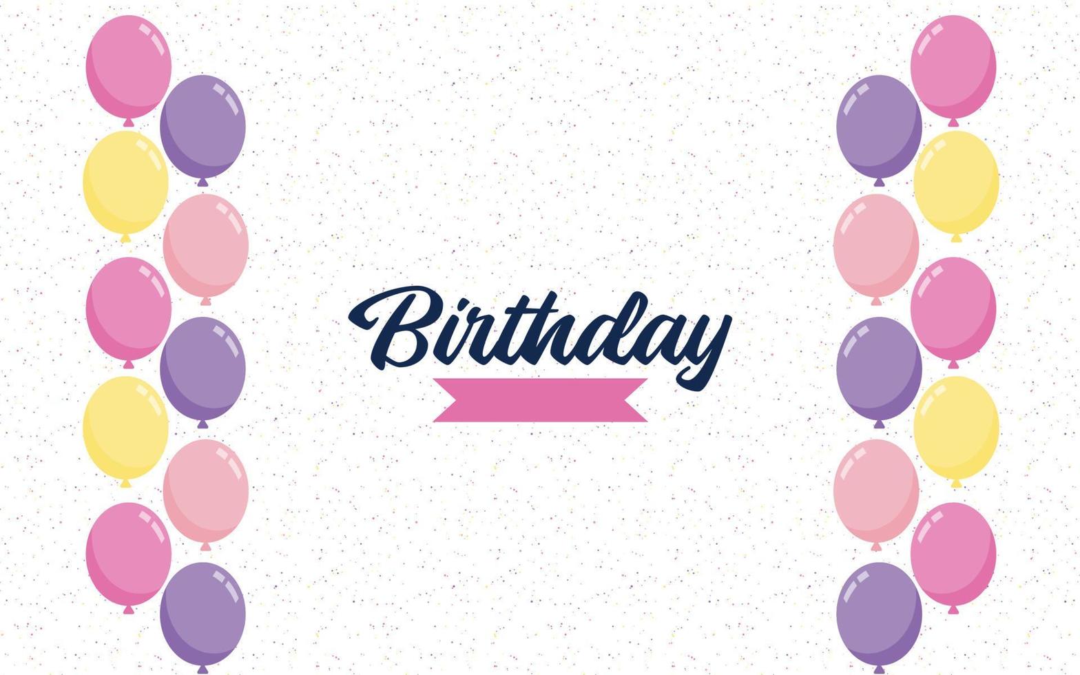 Happy Birthday lettering text banner with balloon Background vector