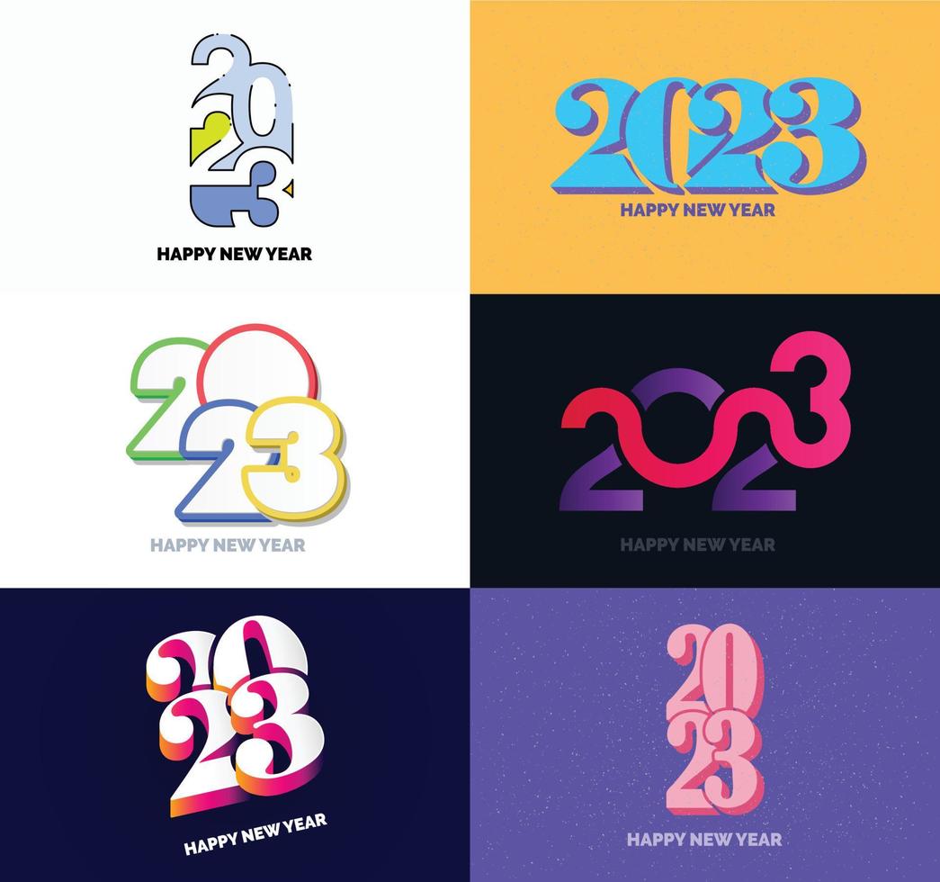 Big Collection of 2023 Happy New Year symbols Cover of business diary for 2023 with wishes vector