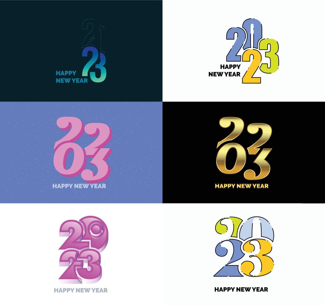 Big Collection of 2023 Happy New Year symbols Cover of business diary for 2023 with wishes vector