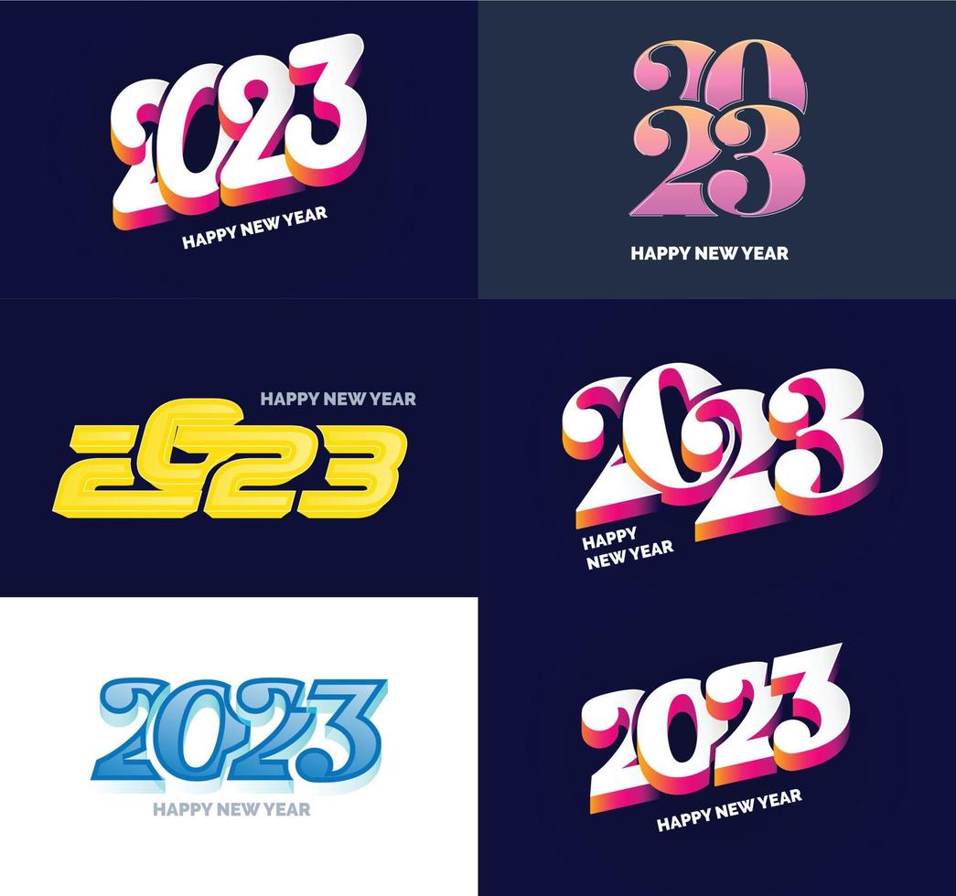 Big Set of 2023 Happy New Year logo text design 2023 number design template vector