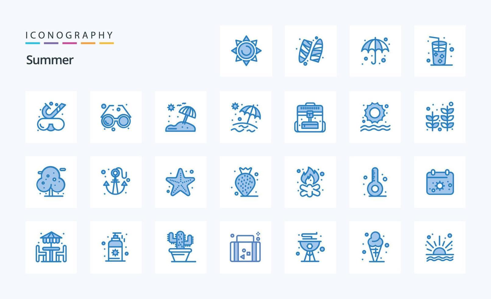 25 Summer Blue icon pack vector