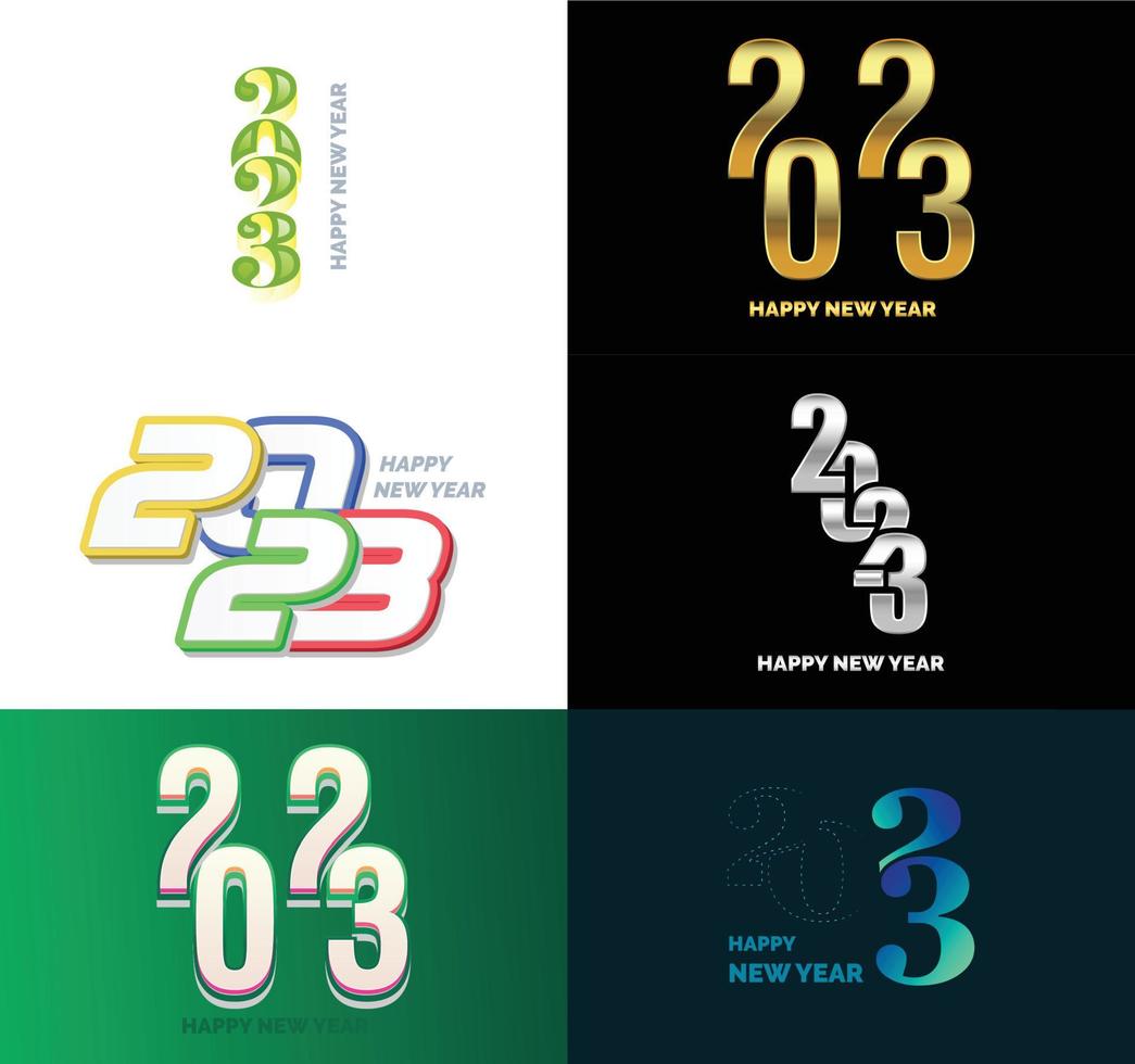 Big Set of 2023 Happy New Year logo text design 2023 number design template vector