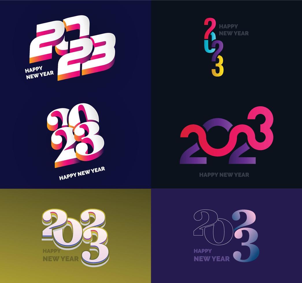 Big Set of 2023 Happy New Year logo text design 2023 number design template vector