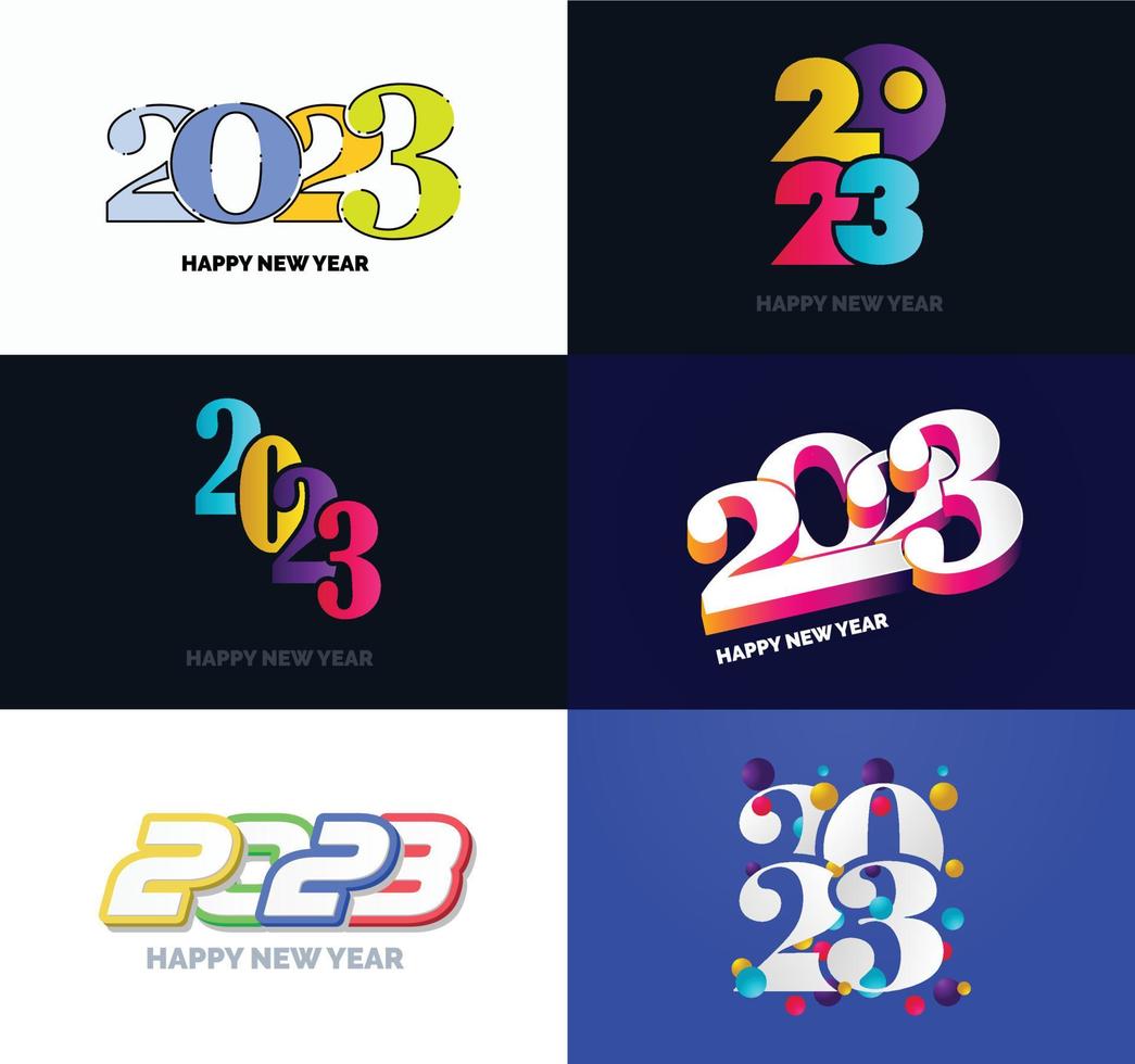 Big Collection of 2023 Happy New Year symbols Cover of business diary for 2023 with wishes vector