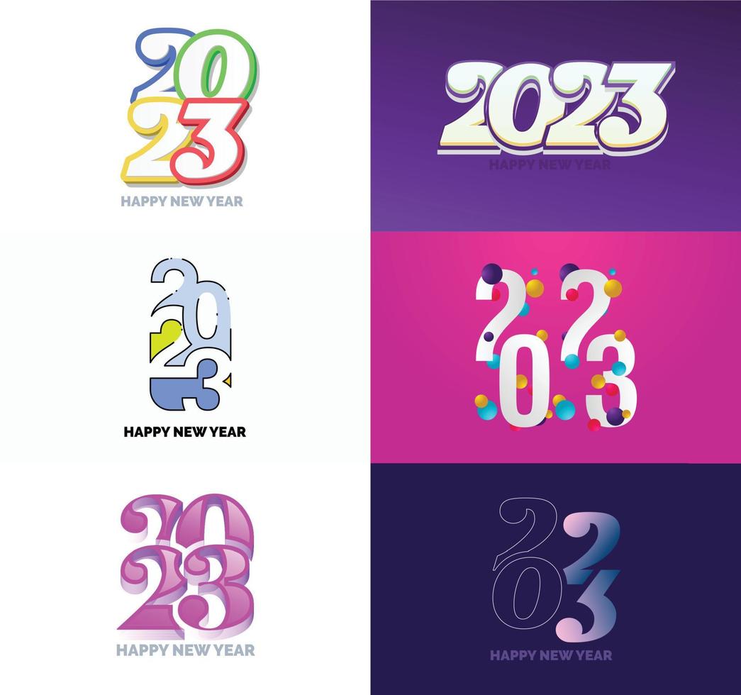 Big Collection of 2023 Happy New Year symbols Cover of business diary for 2023 with wishes vector