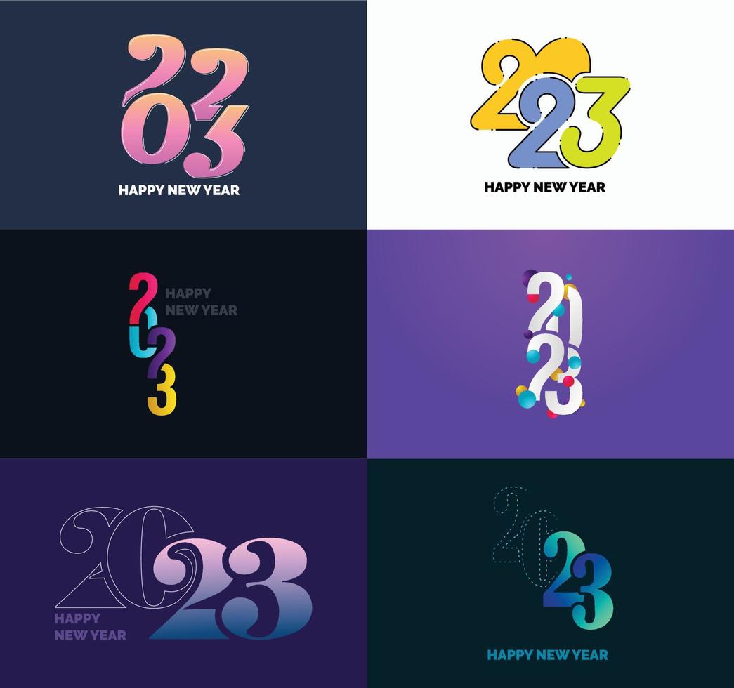 gran conjunto de 2023 feliz año nuevo diseño de texto de logotipo plantilla de diseño de número 2023 vector