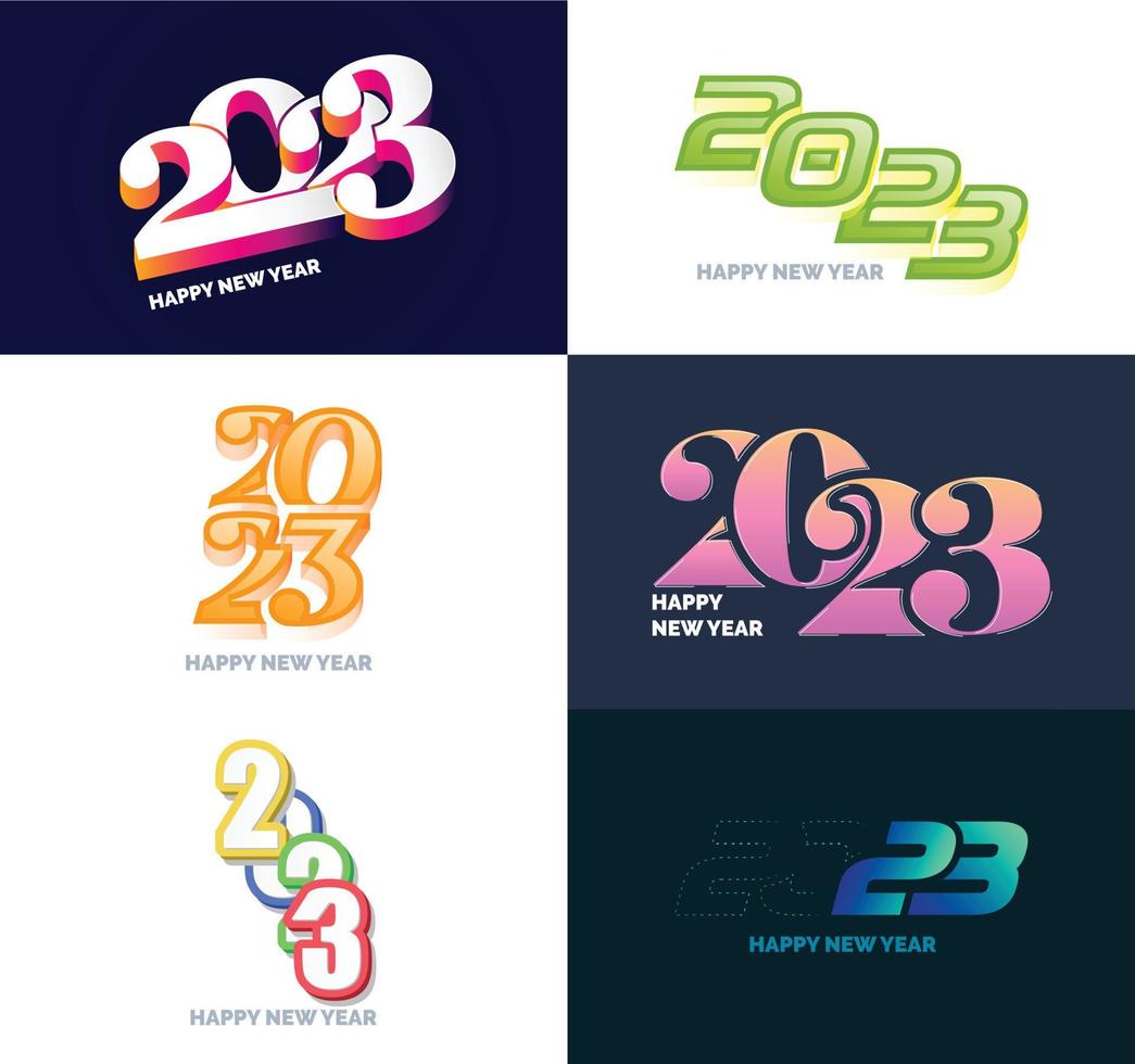 Big Collection of 2023 Happy New Year symbols Cover of business diary for 2023 with wishes vector