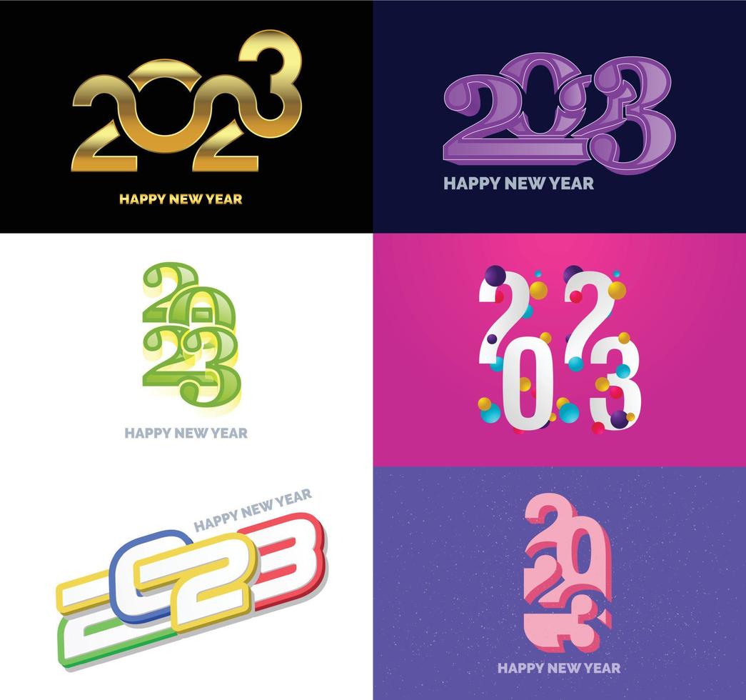 gran conjunto de 2023 feliz año nuevo diseño de texto de logotipo plantilla de diseño de número 2023 vector