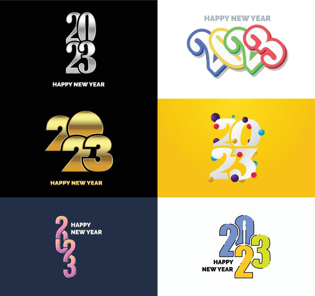 Big Collection of 2023 Happy New Year symbols Cover of business diary for 2023 with wishes vector