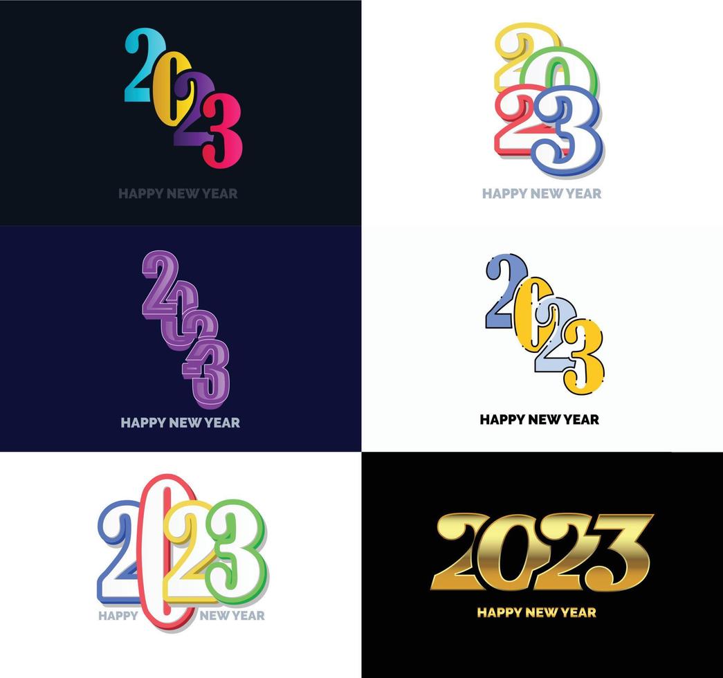 Big Collection of 2023 Happy New Year symbols Cover of business diary for 2023 with wishes vector