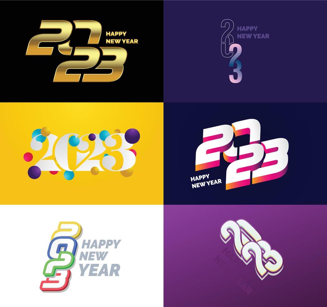 Big Set of 2023 Happy New Year logo text design 2023 number design template vector