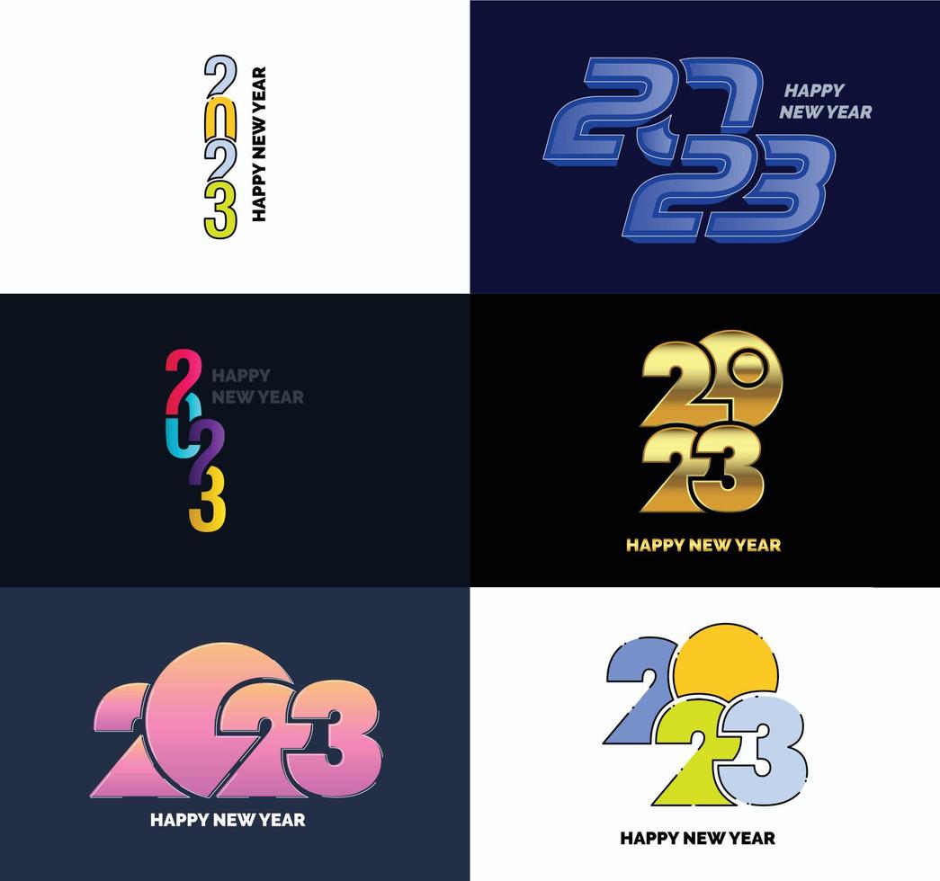 Big Set of 2023 Happy New Year logo text design 2023 number design template vector