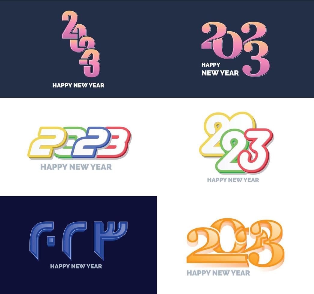 Big Set of 2023 Happy New Year logo text design 2023 number design template vector