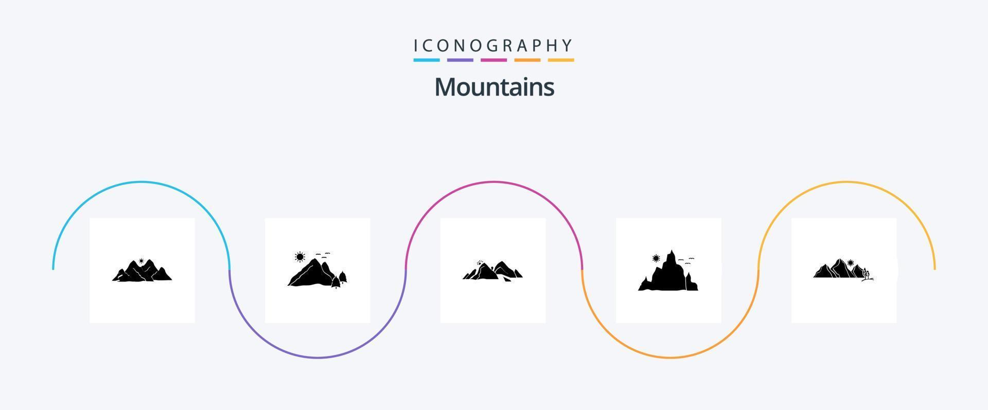 paquete de iconos de glifo 5 de montañas que incluye. naturaleza. escena. naturaleza vector