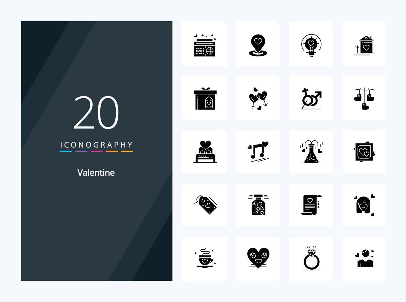 20 Valentine Solid Glyph icon for presentation vector