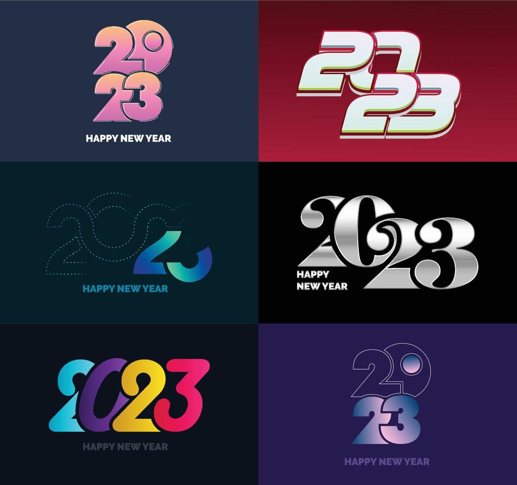 gran conjunto de 2023 feliz año nuevo diseño de texto de logotipo plantilla de diseño de número 2023 vector