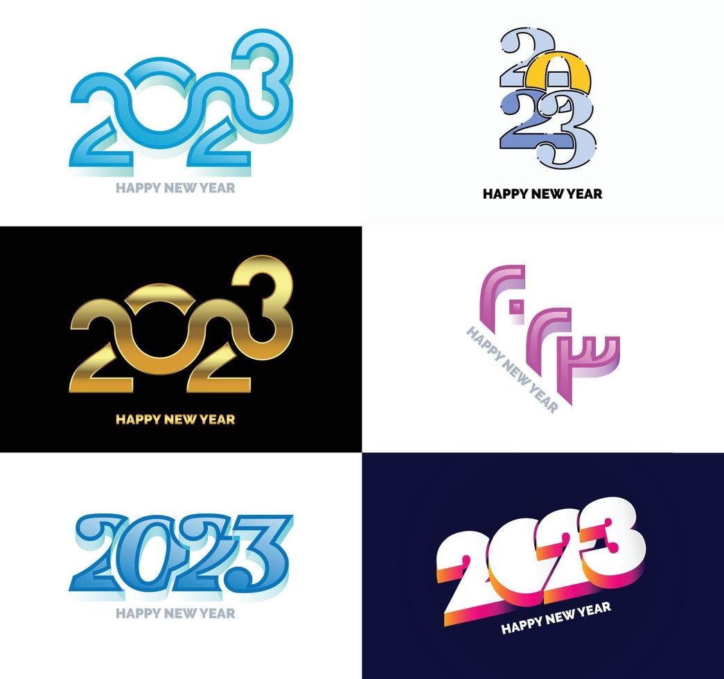 Big Collection of 2023 Happy New Year symbols Cover of business diary for 2023 with wishes vector