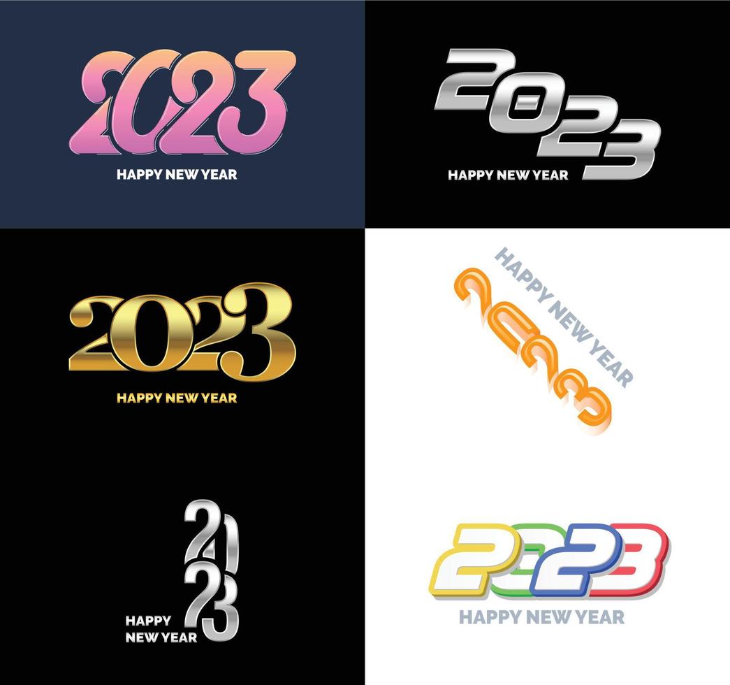 Big Set of 2023 Happy New Year logo text design 2023 number design template vector