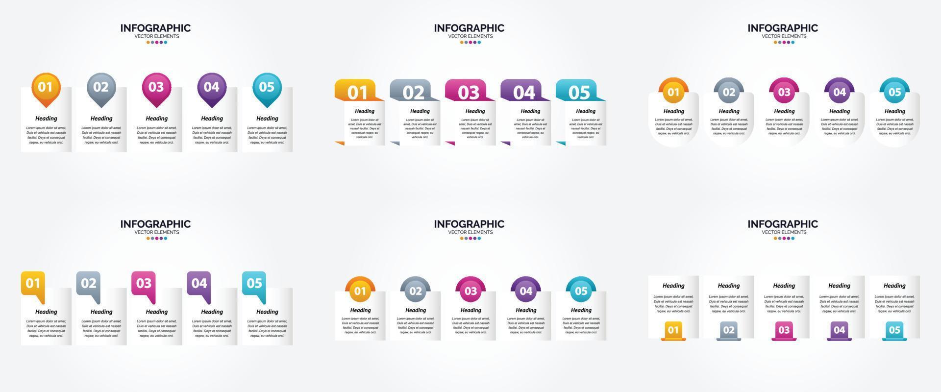 ilustración vectorial infografía conjunto de diseño plano para folleto publicitario y revista vector