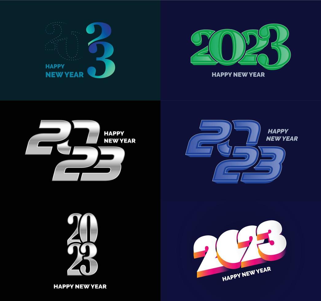 Big Set of 2023 Happy New Year logo text design 2023 number design template vector
