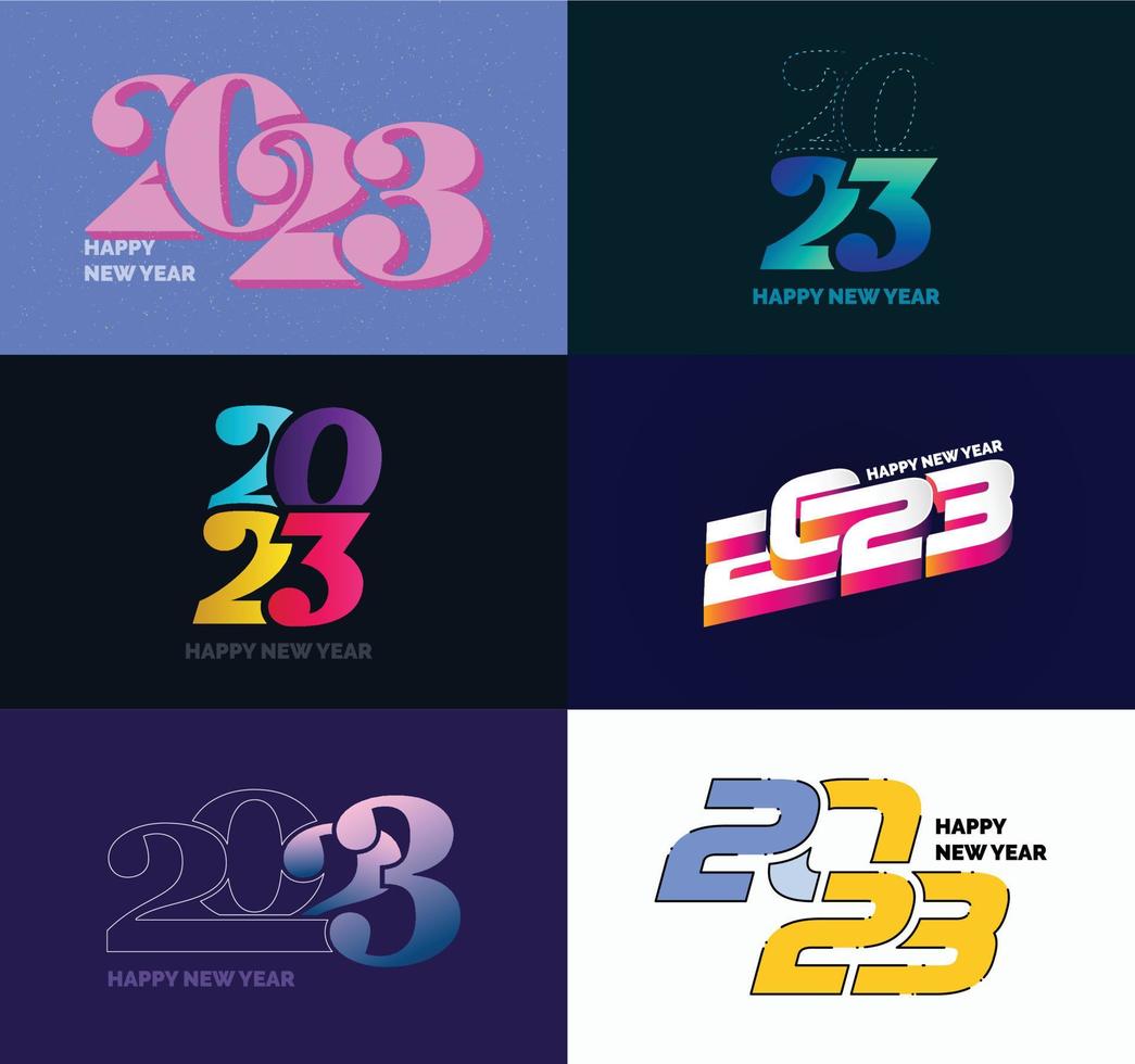 Big Set of 2023 Happy New Year logo text design 2023 number design template vector