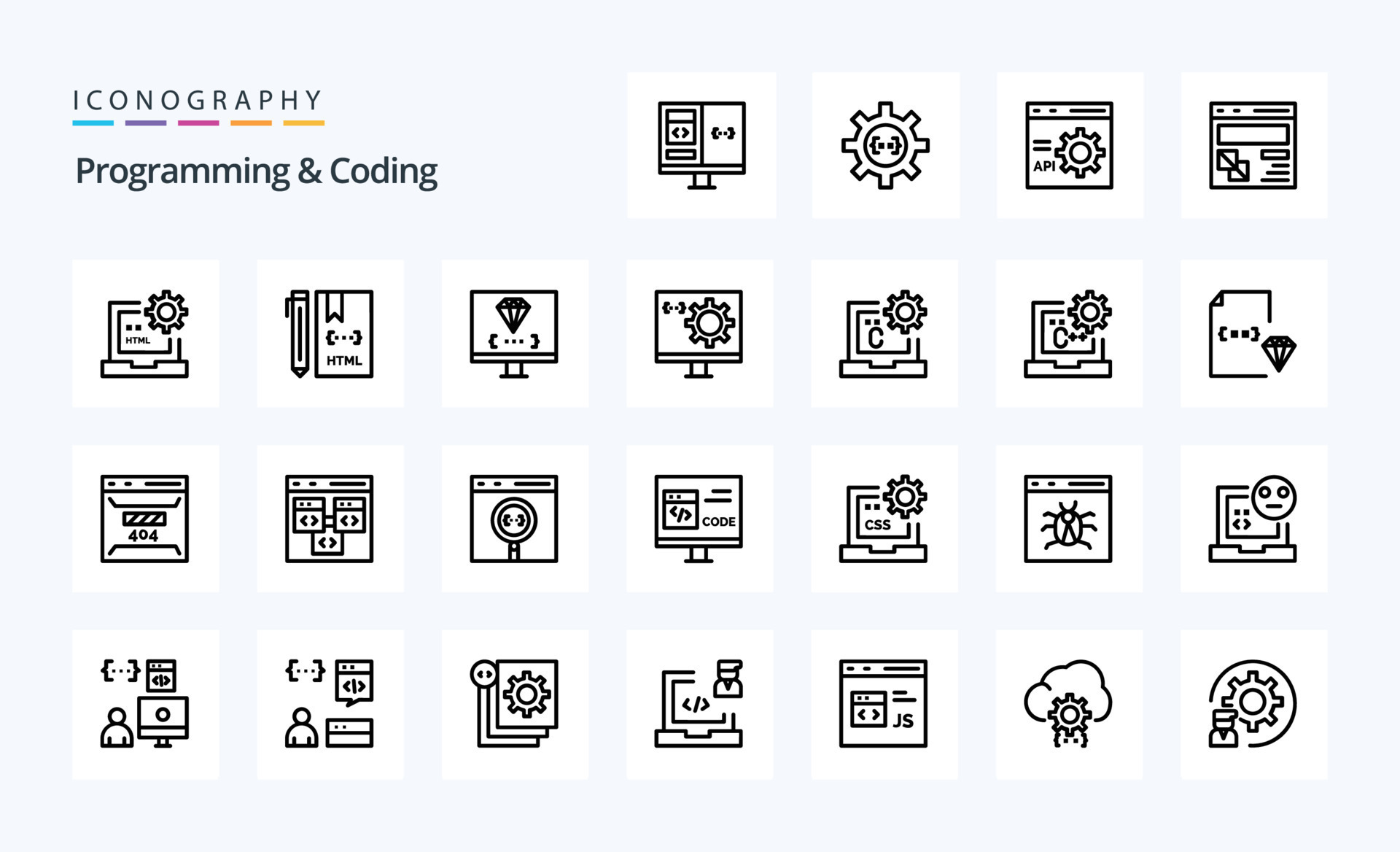 25 Programming And Coding Line icon pack 18654024 Vector Art at Vecteezy